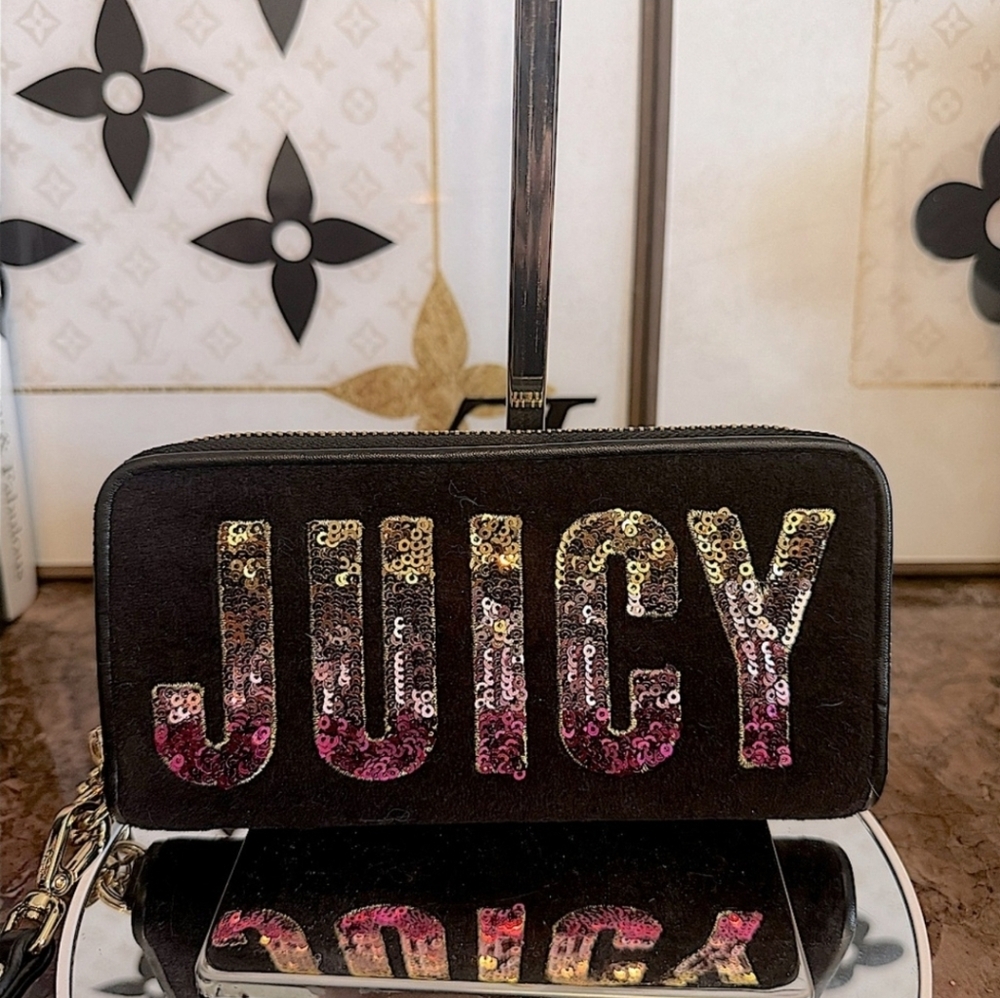 Juicy couture velour sequin ombre long zippy wallet